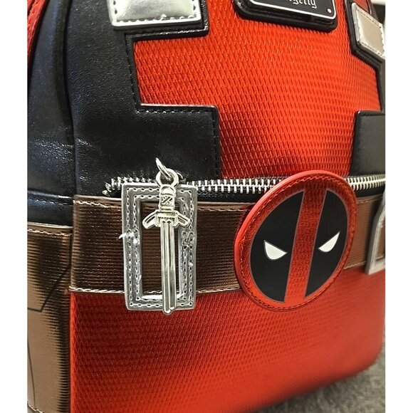 Marvel Deadpool Cosplay Mini Backpack Metallic Red Loungefly Polybag Brand New - Picture 4 of 14